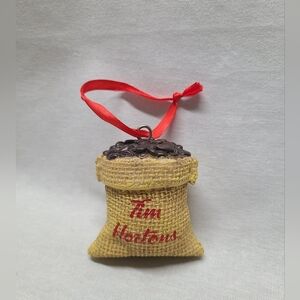 Tim Hortons Christmas Tree Ornament Burlap Bag of Coffee Beans Canada 2016